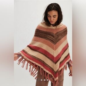 Free People Striped Turtleneck Poncho